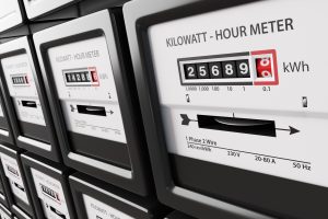 Rows of black electric commercial meters